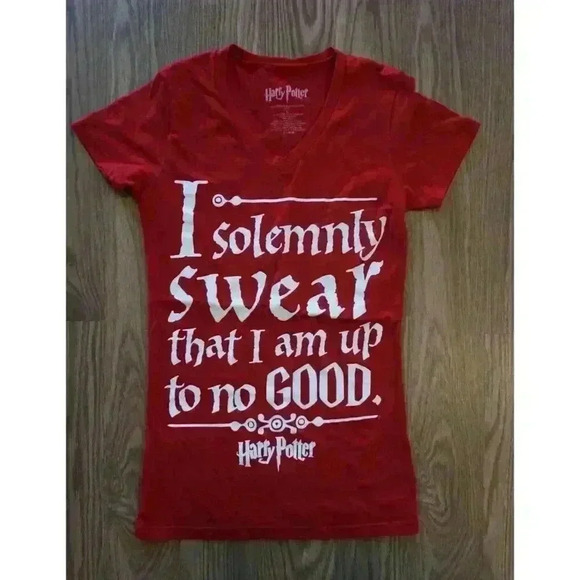Harry Potter Women's Red "I Solemnly Swear" Short Sleeve Graphic T-Shirt, Size S - Picture 1 of 9